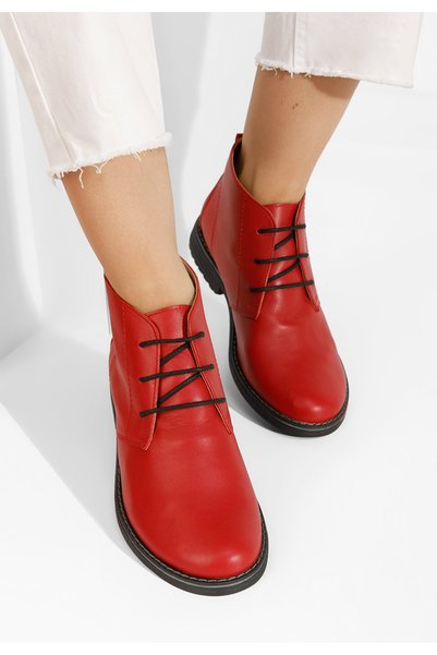 B T Shoes Ghete dama piele Kalisa rosii