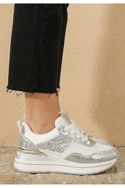 B T Shoes Sneakers cu platformă Hanifa argintii
