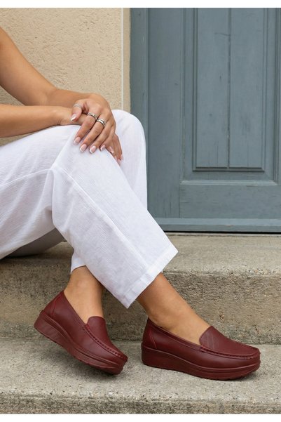 B T Shoes Mocasini dama piele grena Ciela