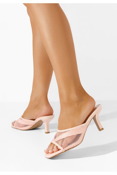 B T Shoes Papuci cu toc Amaira roz