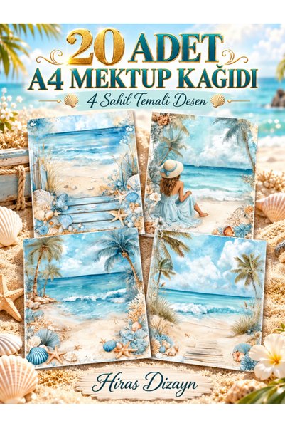 Hiras Dizayn Sahildeki Kız Ve Deniz Yıldızı Temalı A4 Sevgiliye Mektup Kağıdı...
