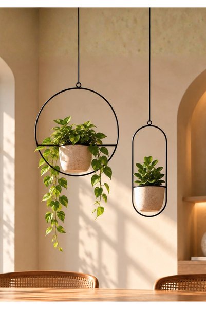 HOMİNG Modern Tasarım Askılı 2'li Set Çiçeklik Saksılık Seh-4610