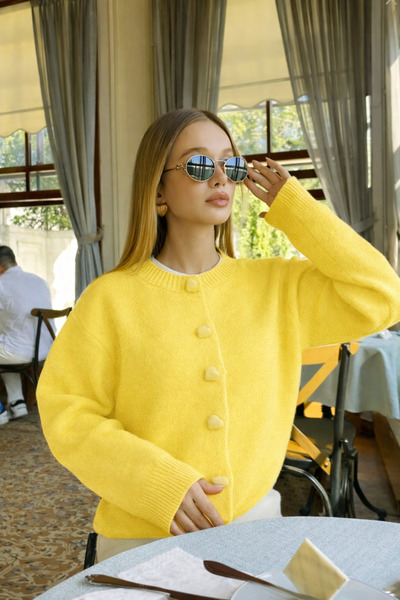 FİFTY ONE KALP DÜĞME DETAYLI KADIN TRİKO HIRKA