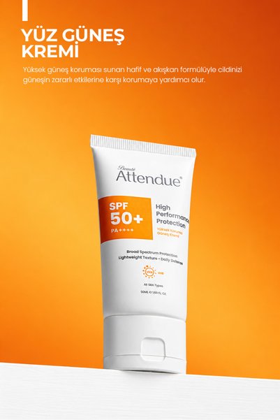BEAUTE ATTENDUE Yüksek Koruma Performanslı Spf 50 Yüz Güneş Kremi
