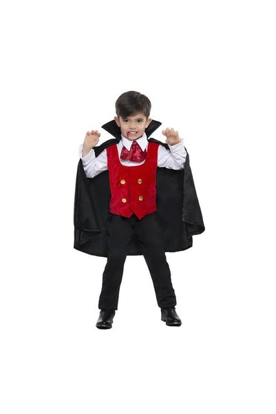 partidolu Siyah Renk Çocuk Halloween Drakula Pelerini 80 cm