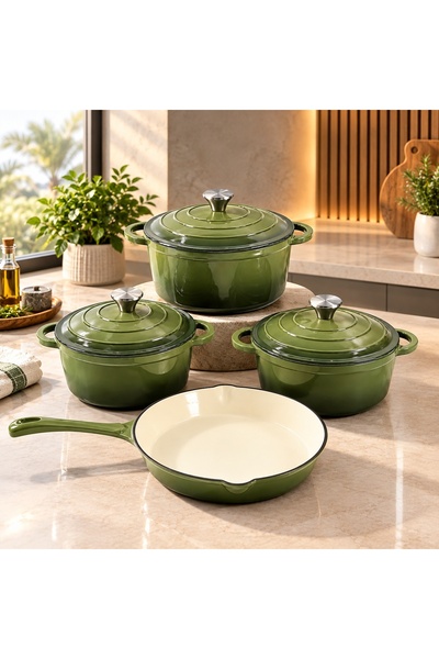 Generic Brand طقم قدور 7 قطع زهر ثقيل مطلي غير قابل للالتصاق
