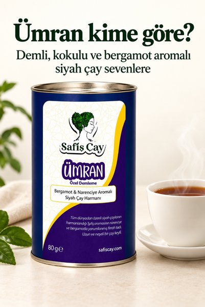 Safiş Çay Ümran Bergamot ve Narenciye Aromalı Demleme Siyah Çay Harmanı 80 g