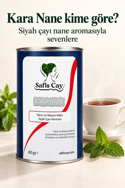 Safiş Çay Kara Nane Nane ve Meyan Köklü Siyah Çay Harmanı 80 g