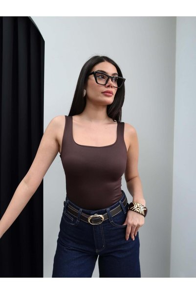 ESRAHELVACI Kare Yaka Kalın Askılı Atlet