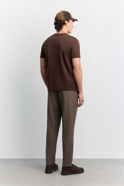 Avva Men's Brown Crew Neck Cotton Easy-Iron Regular Fit T-Shirt A62Y1017