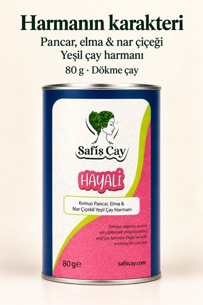 Safiş Çay Hayali Pancar Elma ve Nar Çiçekli Yeşil Çay Harmanı 80 g