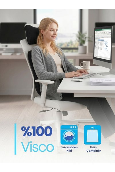 ORTOVİTA New Generation Visco Orthopedic Ergonomic Set of 2 for Vehicle and Office, Home Lumbar & Neck Support Cushion and Neck Support Pillow