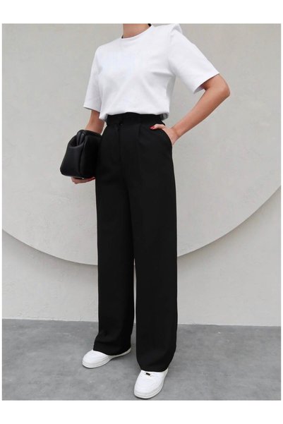 ESRAHELVACI Black Hooked Palazzo Trousers