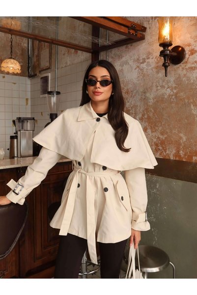 ESRAHELVACI Belted Cape Detail Trench