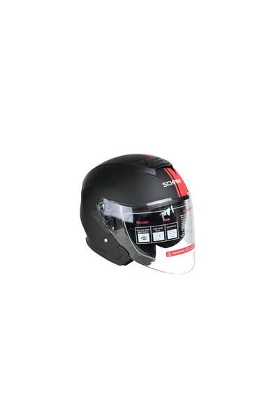 scharf 528 Şeffaf Vizörlü Yarım Motosiklet Kaskı - Güneş Camlı Açık Kask (MBL...