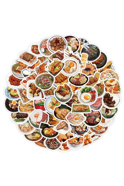 Choice 100 قطعة ملصقات جرافيتي واقعية لذيذة على شكل أطباق طعام للخوذات والدرا...