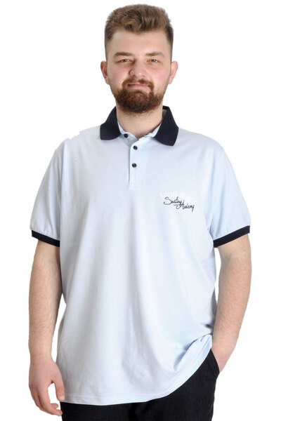 ModeXL تي شيرت بولو رجالي مقاس كبير من مود XL SAILING 23344 أزرق