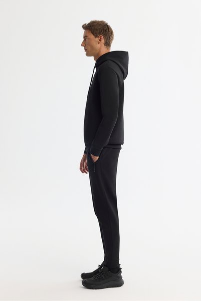 Avva Erkek Siyah Kapüşonlu Esnek Yumuşak Doku İnterlok Kumaş Basic Regular Fit Sweatshirt B001101