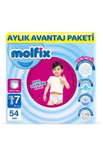 Molfix Pants Bebek Bezi 7 Beden XXL Aylık AvantajPaketi 54 Adet