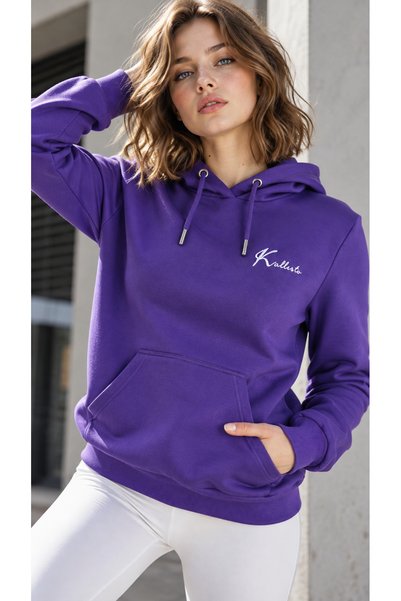 Kallisto Purple Embroidery Detailed Hooded Sweatshirt