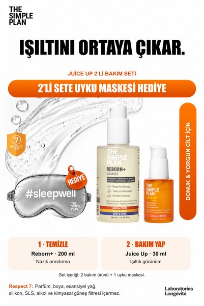 The Simple Plan Juice Up C Vitamini Işıltı Bakım Seti - Serum + Temizleyici (Uyku Maskesi Hediyeli 2'li)