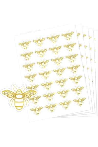 Choice Gold 280 Pcs Bee Stickers Gold Foil Envelope Seals Stickers Queen Bee ...