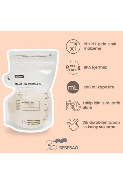 BEBEBAO Breast Milk Storage Bag 200 ml 50's