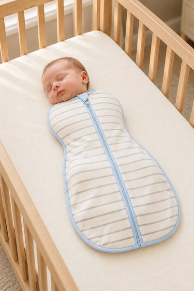 Mimocan 100% Cotton Organic Soft Combed Cotton Sleeping Bag Newborn Zippered Swaddle 60X35 cm