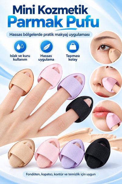 mucit home 5 Adet Mini Kozmetik Puf Parmak Yüz Makyaj Sünger Concealer Göz Al...