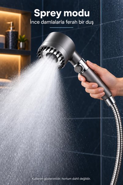 Tilbe Home 3 Fonksiyonlu Banyo Duş Başlığı Turbo Yüksek Basınçlı Masaj Duş Başlığı