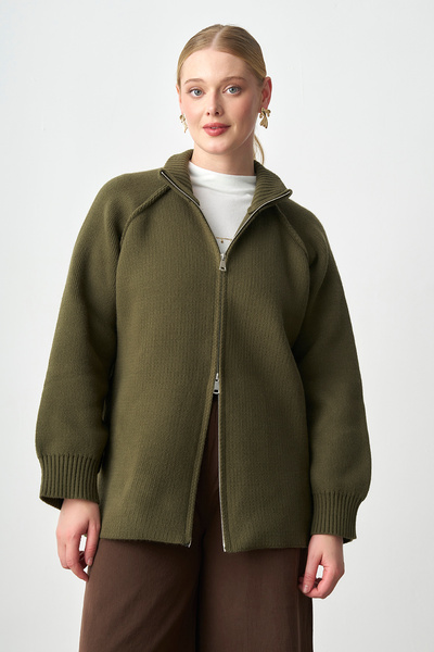 salisburys Molly Nelly Kadın Oversize Triko Çift Fermuarlı Hırka