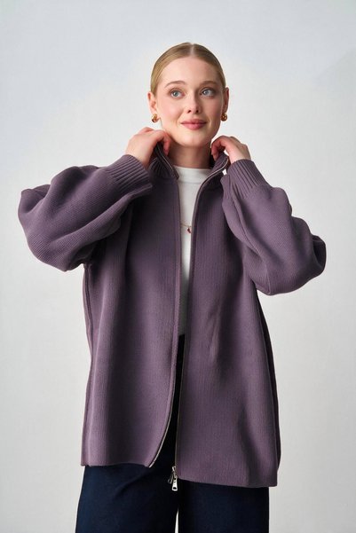 salisburys Molly Nelly Kadın Oversize Triko Çift Fermuarlı Hırka