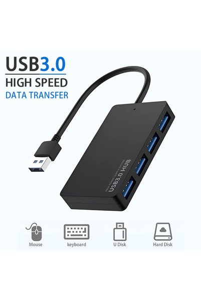 Choice كابل محول تمديد وتوسيع متعدد المنافذ USB3.0 عالي السرعة باللون الأسود،...