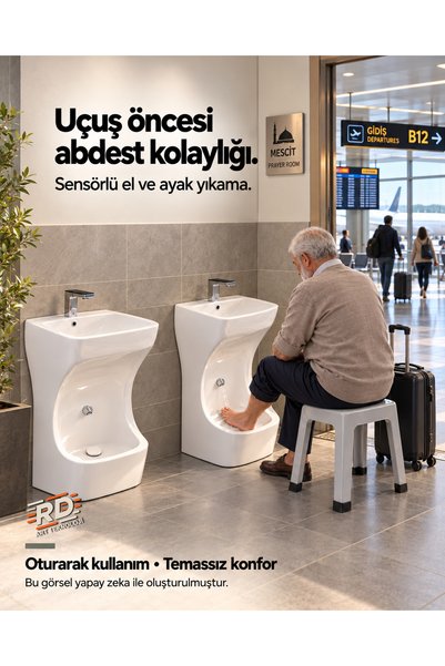 RD ART TEKNOLOJİ Abdest Lavabosu Alt Batarya Sensörlü