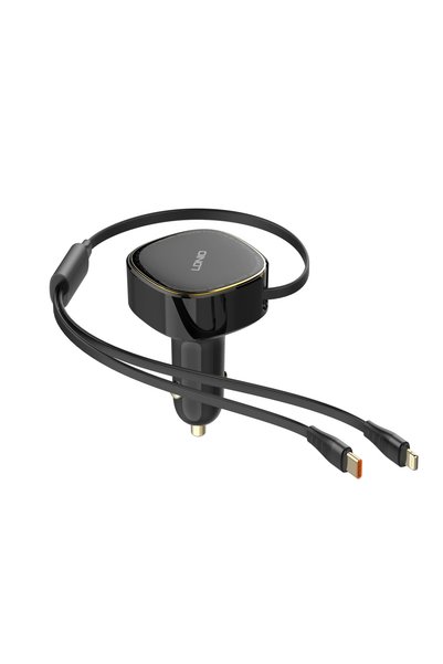 OEM Φορτιστής αυτοκινήτου 30W με iP και Type-C τηλεσκοπικό καλώδιο PD QC3.0 F...