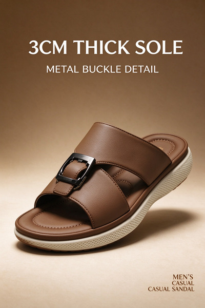 Hayyin Mart Premium Men Open Toe PU Leather Sandals Diamond Embossed Strap Wi...