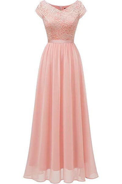 DRESSTELLS Rochie eleganta de seara cu maneca scurta pentru femei, roz