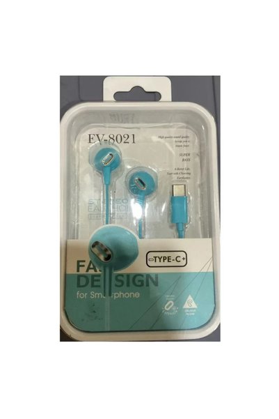 OEM EV-8021 Type-C Handsfree ακουστικά με βύσμα USB-C γαλάζιο