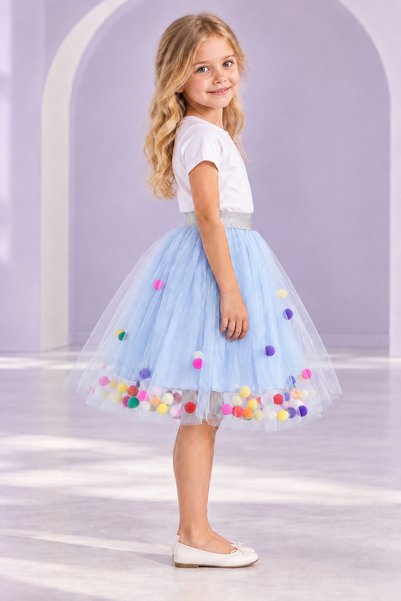 black white wedding Pink Pompom Tutu Skirt
