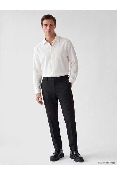 LC Waikiki Lcw Business Anthracite Slim Fit Men's Trousers with Nevavm Differ...