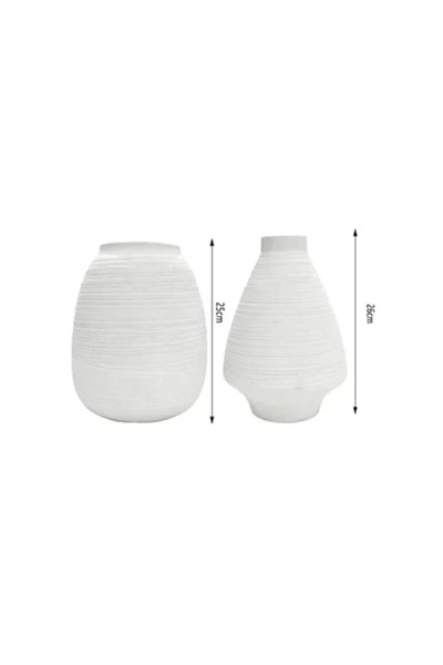 OEM Επιτραπέζια διακοσμητικά βάζα 25+26 εκ. 80987 σε λευκό χρώμα