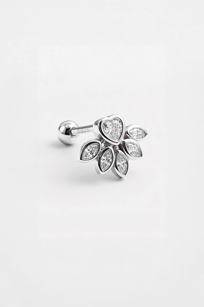 So CHIC... Diadem 18 Ayar Beyaz Altın Kaplama Gümüş Conch-Helix Piercing