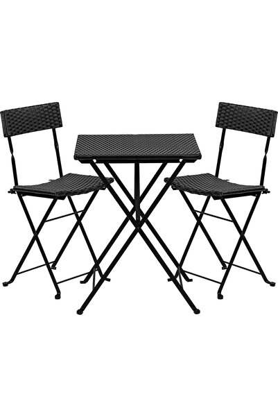 STILISTA Set 2 scaune si masa, pentru gradina, stil bistro, negru