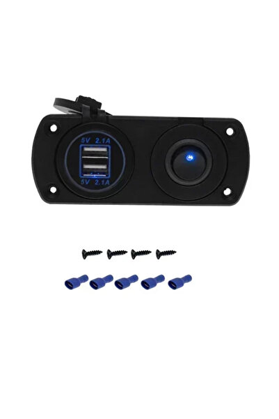 OEM Διπλός Φορτιστής Αυτοκινήτου USB 12V με Ενσωματωμένη Βάση Πάνελ και Διακό...