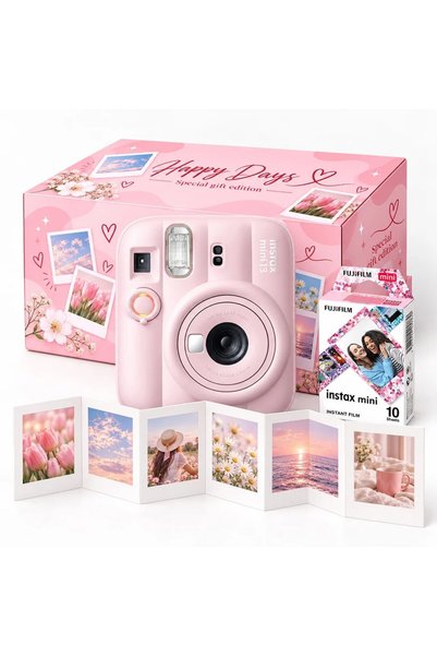 Fujifilm Pachet cadou Instax Mini 13 Roz – Aparat foto, Film, Cutie Happy Day...