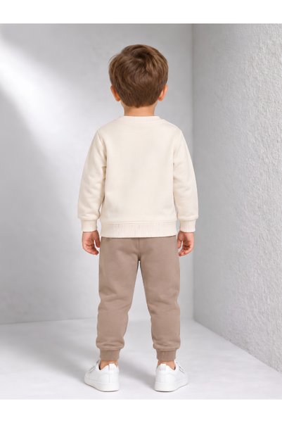 MİLANO KİDS Boys' Football Printed 100% Cotton Seasonal Sweatshirt and Sweatpants 2-Piece Set