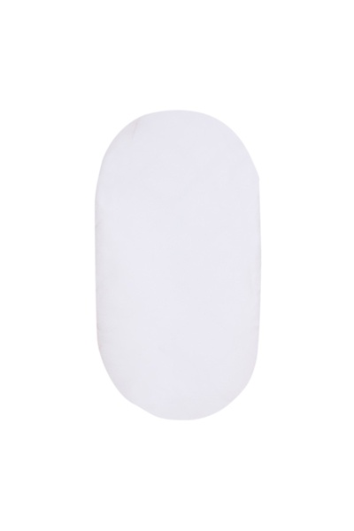 Kidizi Cearceaf bebe pentru salteluta ovala 72x33 cm – 100% bumbac, alb