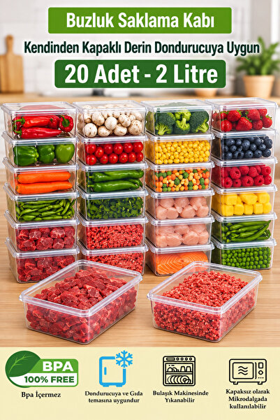 Alacarte 2 لتر، 20 قطعة من حاويات التخزين ذات الأغطية الذاتية القفل، المناسبة...