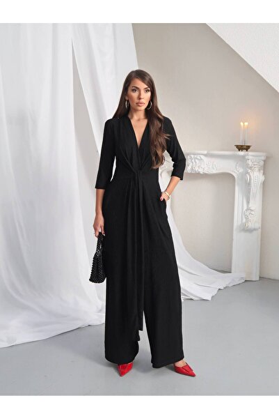 Paw Garage Women's Maris Long Sleeve Wide Leg Jumpsuit with Waist Belt