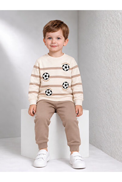 MİLANO KİDS Boys' Football Printed 100% Cotton Seasonal Sweatshirt and Sweatp...